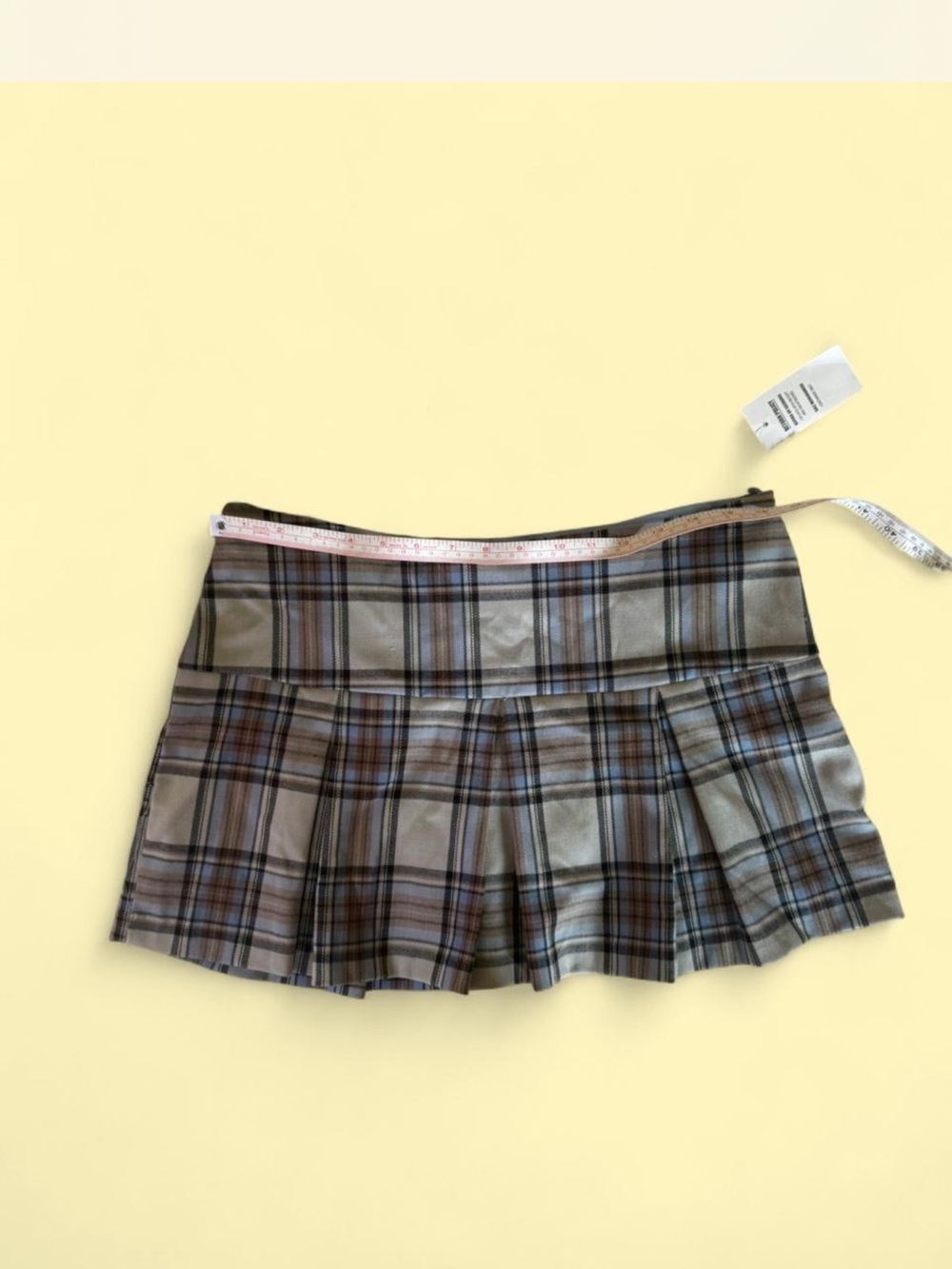 Charlotte Russe Gray Plaid Pleated Mini Skirt with Blue Accents